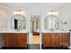 Elegant Jack and Jill bathroom with dual vanities and modern fixtures with a peek at the bedroom at 201 Mills Ln, Fort Mill, SC 29708