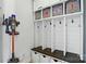 Convenient mudroom features built-in storage lockers and cubbies to keep your entryway organized at 201 Mills Ln, Fort Mill, SC 29708