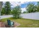 Spacious backyard enclosed by a white privacy fence, providing a secure and private outdoor space at 210 Park St, Bessemer City, NC 28016