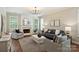 Elegant living room featuring a fireplace, large windows, and stylish furnishings at 2100 Sablewood Dr, Charlotte, NC 28205
