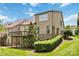 View of backyard featuring brick exterior, deck and landscaping at 2346 Donnington Nw Ln, Concord, NC 28027