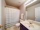Bathroom offers great lighting from vanity bar and bath-shower combo at 3055 Golden Dale Ln # 104, Charlotte, NC 28262