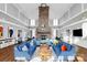 Spacious clubhouse featuring a stone fireplace, hardwood floors, and comfortable seating for entertaining or relaxing at 3251 Park South Station Blvd, Charlotte, NC 28210