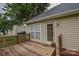 Backyard deck featuring railings and a view of the adjacent building at 330 Kilmer Ln, Mooresville, NC 28115