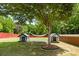 Landscaped backyard featuring two dog houses and a hammock, offering a perfect outdoor retreat at 4600 Beatties Ford Rd, Charlotte, NC 28216
