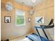 Bright exercise room with treadmill, decorated with fun dog pictures and ceiling fans at 581 Medora Ln, Fort Mill, SC 29708
