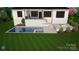 New pool with a baja step and tanning ledge, set in a backyard with landscaping and firepit at 9564 Regent Dr, Davidson, NC 28036
