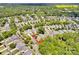 Expansive aerial shot highlighting a home with yard, surrounded by mature trees in a tranquil residential neighborhood at 14940 Carbert Ln, Huntersville, NC 28078