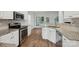 Modern kitchen features stainless steel appliances, granite countertops, and ample cabinet space at 15108 Castlebridge Ln, Matthews, NC 28104