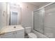 Bathroom with a vanity, toilet, and a glass-enclosed shower-tub combo at 2153 Pavilion Ct, Rock Hill, SC 29732