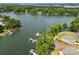 Aerial view of waterfront homes with boat docks on a lake at 3817 Arial Ln # 145, York, SC 29745