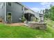 Landscaped backyard with stone fire pit and lush lawn, perfect for enjoying outdoor activities at 3817 Arial Ln # 145, York, SC 29745