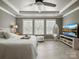 A bright main bedroom with neutral tones, tray ceiling, large windows, and comfortable bedding at 5013 Hamilton Mill Dr, Waxhaw, NC 28173