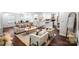 Open-concept living room with hardwood floors and plenty of natural light, flowing into the dining area and kitchen at 5428 Barnsdale Ln, Mint Hill, NC 28227