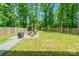Well-maintained backyard with a fire pit and seating, ideal for outdoor entertaining and relaxation at 7728 Shalom Dr, Charlotte, NC 28216