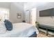 Inviting bedroom with a cozy bed, mounted TV, and closet access, designed for relaxation and convenience at 7728 Shalom Dr, Charlotte, NC 28216
