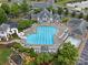 Aerial shot of the community pool area showcasing lush landscaping and resort-style amenities at 8037 Lynwood Sq, Waxhaw, NC 28173