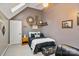 Bedroom featuring a vaulted ceiling, neutral decor, and plenty of natural light at 131 Sierra Woods Dr, Troutman, NC 28166