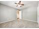 Neutral bedroom with carpeted floors and a ceiling fan at 1355 Woodrun Ct, Rock Hill, SC 29732