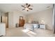 Large main bedroom with neutral tones, vaulted ceiling and ceiling fan at 1622 Candlewood Ridge Ln, Matthews, NC 28105