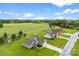 Aerial view showcasing the home's location in a peaceful, green neighborhood with large open fields at 210 Dorothy Dr, China Grove, NC 28023