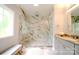 Elegant bathroom featuring a marble shower, marble floors, and vanity with granite countertop at 3670 9Th Street Ne Dr # 96, Hickory, NC 28601