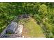 Aerial view of the backyard with shed and trampoline at 510 Wiley Ave, Salisbury, NC 28144