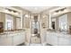 Elegant bathroom with granite countertops, dual sinks, and a glass-enclosed shower at 7324 Jolly Brook Dr, Charlotte, NC 28215