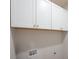 Laundry room showcasing white overhead cabinets and a utility sink hookup on a neutral wall at 7426 Hambright Rd, Huntersville, NC 28078