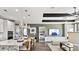 Open floor plan showing living room and kitchen area with modern decorations at 13241 Cozy Ct, Charlotte, NC 28215