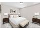 Staged bedroom features, carpet, bed with nightstands and lamps at 1411 Duhart Ave, Gastonia, NC 28054