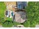 Aerial view of the property showing the layout, pool, and surrounding landscape at 1701 Dearmon Dr, Charlotte, NC 28205