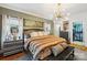 Spacious bedroom featuring a faux fur blanket, modern light fixture, and a walk-in closet at 1701 Dearmon Dr, Charlotte, NC 28205