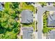 This aerial view showcases the property's landscaping, neighborhood, and proximity to sidewalks and roadways at 204 Aztec Cir, Mooresville, NC 28117