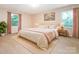 Charming bedroom with floral wallpaper, two windows with pink drapes, and a comfortable bed at 2222 Hearthstone Dr, Gastonia, NC 28056