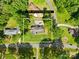 Aerial view of a property showcasing lot size and surrounding trees at 245 Kingsway Cir, Charlotte, NC 28214
