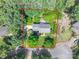 An aerial view of a property featuring a red outline of property lines and mature landscaping at 2730 Tiffany Dr, Rock Hill, SC 29732