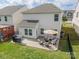 Aerial view of a backyard featuring a patio with seating, a grill, a fenced lawn, and the home's exterior at 509 Silers Bald Dr, Fort Mill, SC 29715