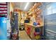 Organized garage space featuring a well-equipped workbench and ample storage at 6314 Bluffton Ln, Midland, NC 28107