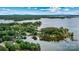 Beautiful aerial view of the estate's location with waterfront access, showcasing the property's boundaries at 8218 Bright Water Ln, Denver, NC 28037
