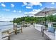 Charming dock featuring comfortable seating and an umbrella, perfect for enjoying lakeside relaxation at 8218 Bright Water Ln, Denver, NC 28037