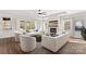 Cozy living room featuring a fireplace, hardwood floors, large windows and comfortable seating with elegant decor at Lot 101 Coppergate Dr, Salisbury, NC 28147