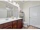 Bathroom with double sink vanity, modern fixtures, and ample storage space at 1108 Stella Ct, Monroe, NC 28110