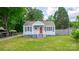 Charming single-story home with light blue siding, a red door and a well-manicured lawn at 1415 Midlake Rd, Kannapolis, NC 28083
