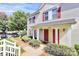 Townhouse exterior with red shutters, neatly trimmed bushes, and pedestrian sidewalk at 2045 Flushing Ct, Charlotte, NC 28215