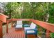 This cozy deck features comfortable seating and scenic wooded views, creating a peaceful retreat at 3915 Planters Watch Dr, Charlotte, NC 28278