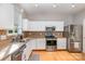 Well-lit kitchen with stainless steel appliances, white cabinets, and hardwood floors at 3915 Planters Watch Dr, Charlotte, NC 28278
