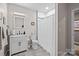 Clean and modern bathroom with a new vanity and a walk-in shower at 6008 Candlestick Ln, Lancaster, SC 29720
