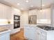 Modern kitchen featuring white cabinetry, stainless steel appliances, and ample counter space at 7040 Edenderry Dr, Charlotte, NC 28270