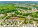 Overhead aerial view of neighborhood with green landscaping and community pool at 1044 Shiloh Bend Trl, Fort Mill, SC 29715
